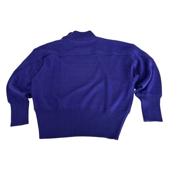 Bogner Womens Sweater Size M Purple Wool Blend Knit Mock Neck Ribbed Tall Waist - Picture 4 of 8